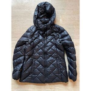 London‎ fog Black Quilted Puffer hooded Jacket Winter Coat Warm Outerwear S